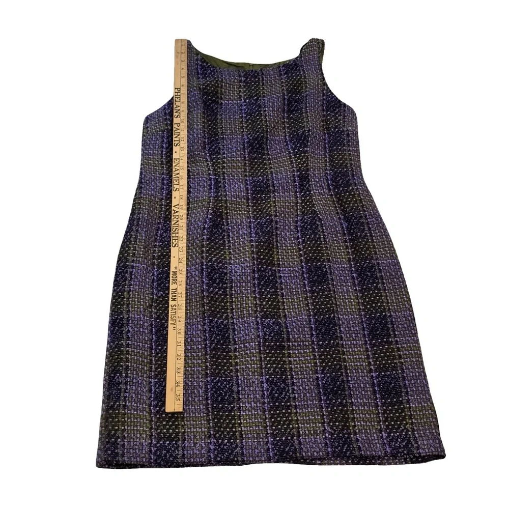 Jessica Howard Size 14 2-Piece Tweed Dress Jacket Set Purple Green Plaid Vintage - Picture 5 of 11